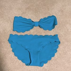Blue scalloped bikini NWOT